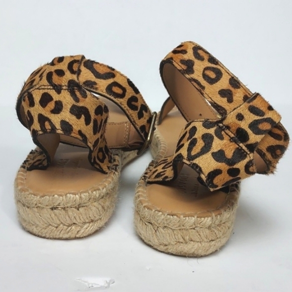Soludos Flatform Cadiz Sandals in Leopard Calf Hair Platform Espadrilles Size 11 - Picture 4 of 16